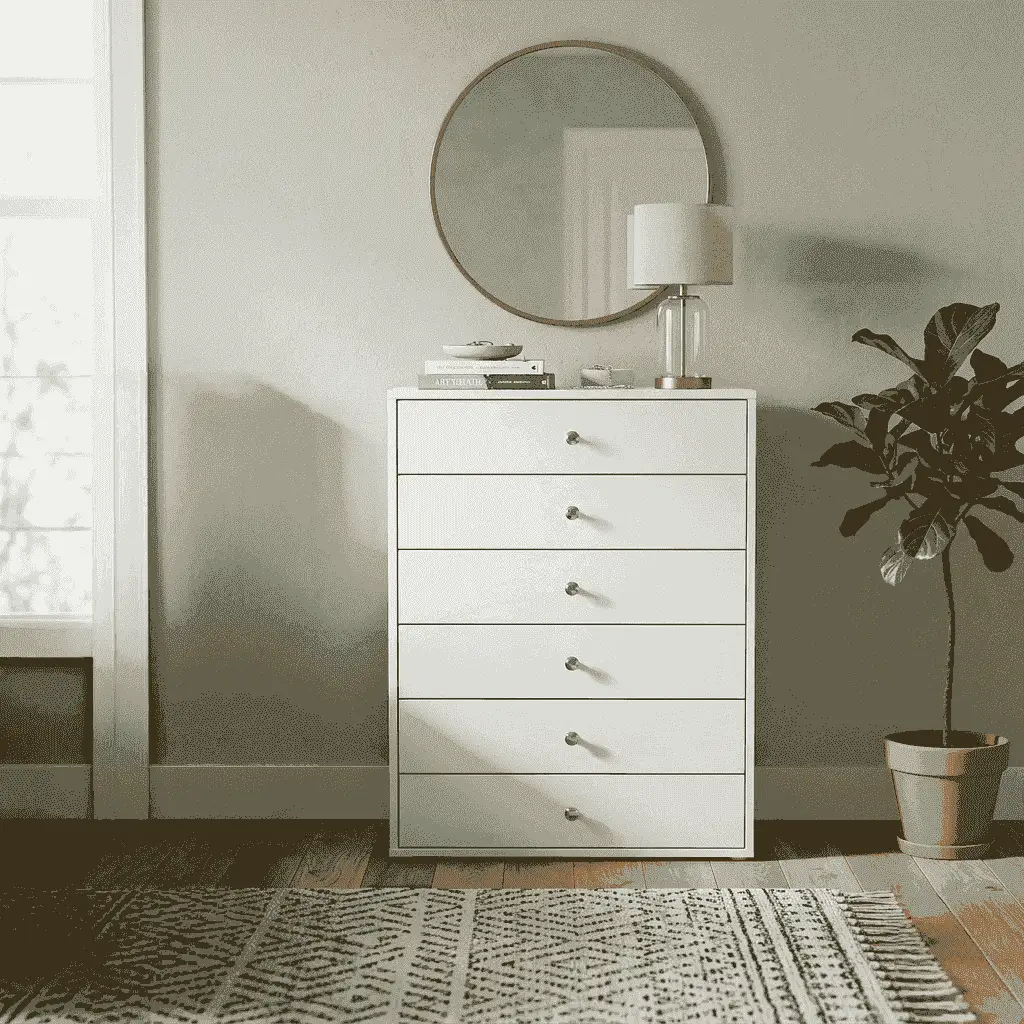 Scandinavian 6-Drawer Matte White Tallboy Dresser