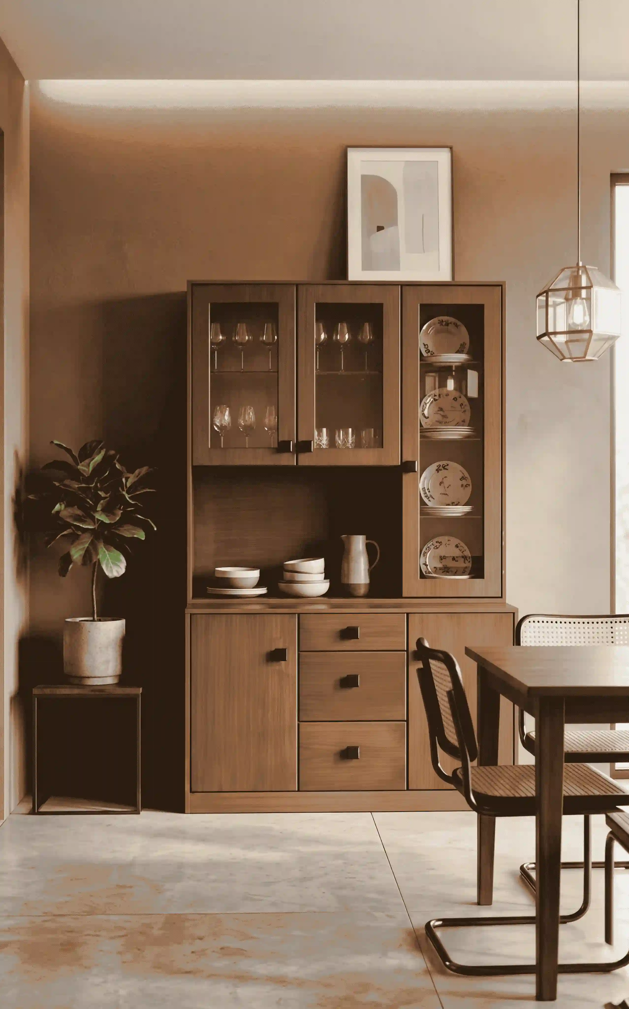 Nordic Dining Hutch & Crockery Unit with Counter Niche