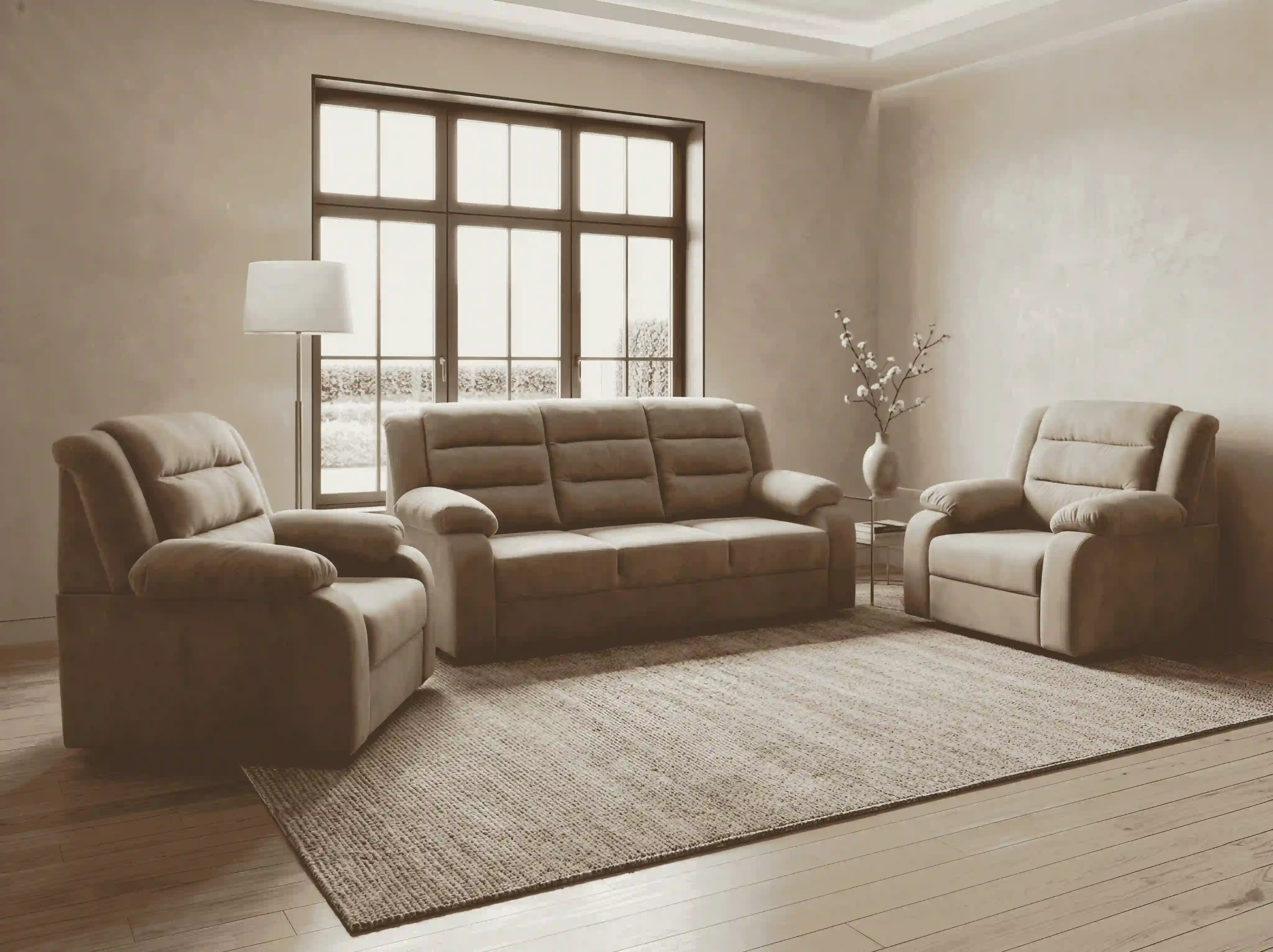 Ultra-Plush Ergonomic 3+1+1 Recliner-Style Micro-Velvet Living Room Suite